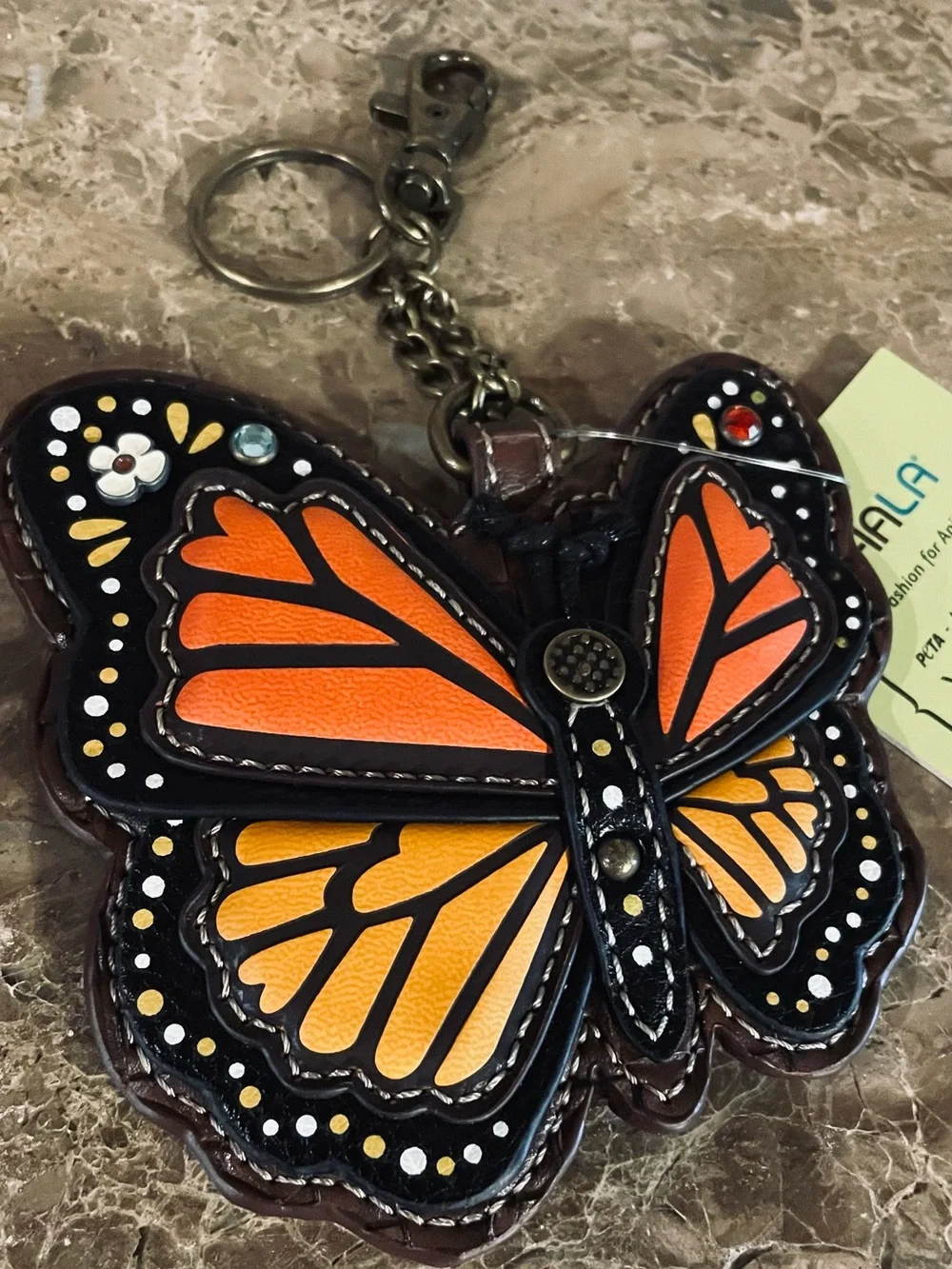CHALA NWT Monarch Butterfly Key Fob Coin Purse Keychain Bag Charm Accessory